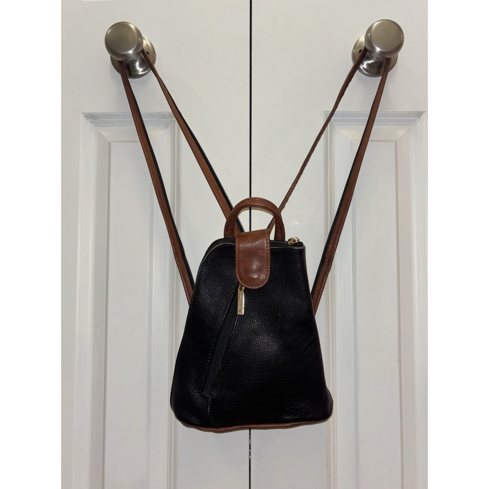 Valentino Di Paolo Italy Leather Convertible Backpack Hobo Shoulder Bag 9x9x3